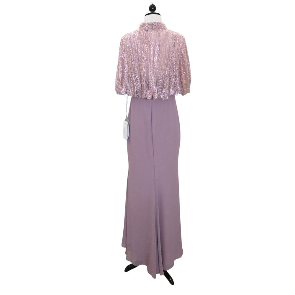 Mac Duggal 20467 Pink Rose Formal Gown Beaded Sequin Cape Chiffon Maxi Dress 16 - Picture 11 of 13